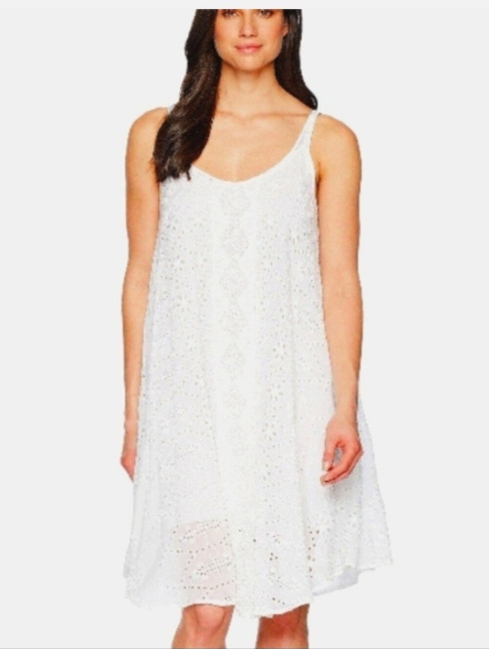 Johnny Was White Eyelet Dress Size Small Boho Cottagecore Lace Sundress